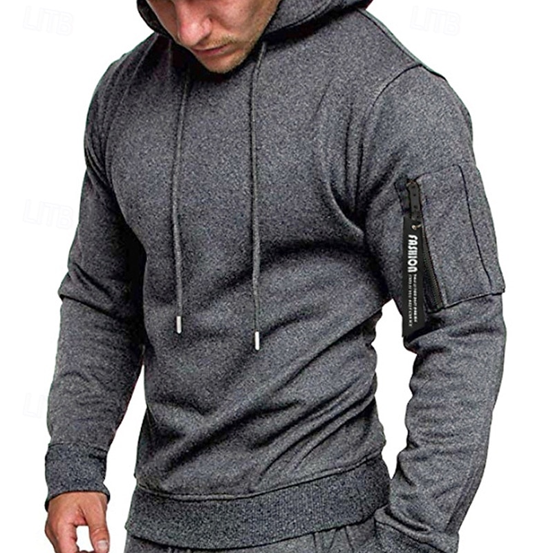 Pánské Kapuce Černá Šedá Kapuce Bez vzoru Šňůrky Sporty a outdoor Denní Dovolená Polyester Šik ven Základní Na běžné nošení Jaro Podzim Oblečení Mikiny s kapucí Mikiny 2025 - $18.99 –P1
