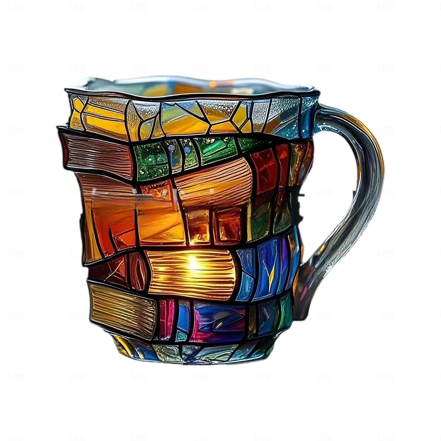 bemalte Buchtasse 300ml/10oz Gitarren-Kaffeetasse Buch-Kaffeetasse einzigartige bunte Glasbücher Stapel-Kaffeetasse Sammlung Geschenk 2025 - $23.99 –P16