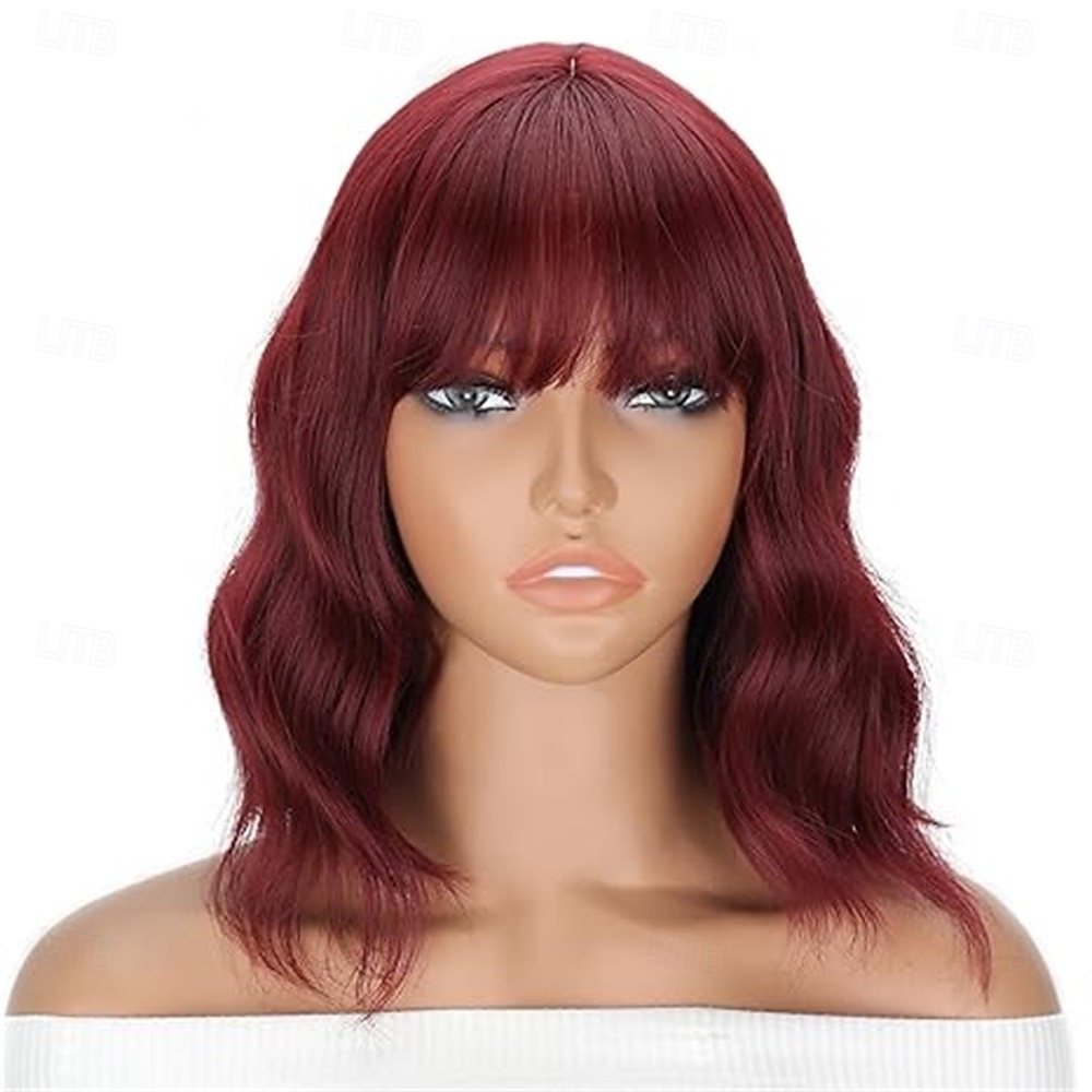 Parrucca viola con frangia, parrucche corte viola chiaro per donne, parrucca ondulata caschetto viola lavanda, parrucche sintetiche per cosplay per feste di Halloween. del 2025 a $23.99 –P2