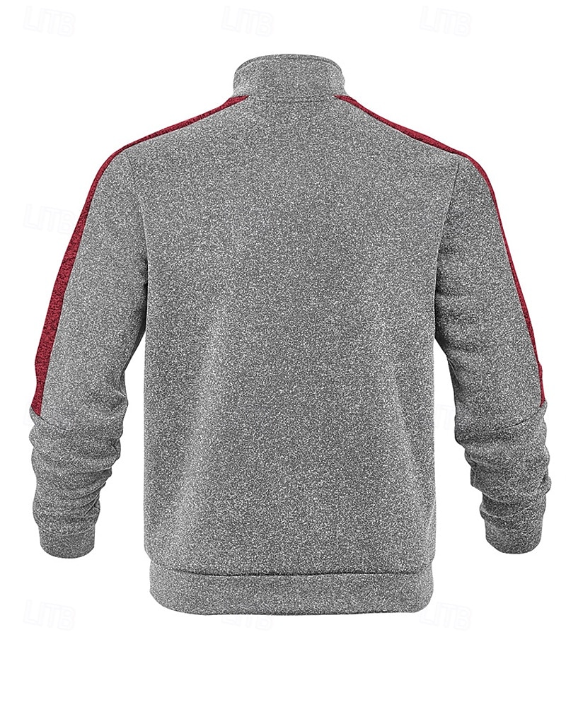 Herren Freizeitjacke Collegejacke Urlaub Täglich Atmungsaktiv Tasche Frühling Herbst Farbblock Mode Klassisch Stehkragen Regulär Schwarz Rote Grün Hellgrau Dunkelgray Jacken 2025 - $36.99 –P17