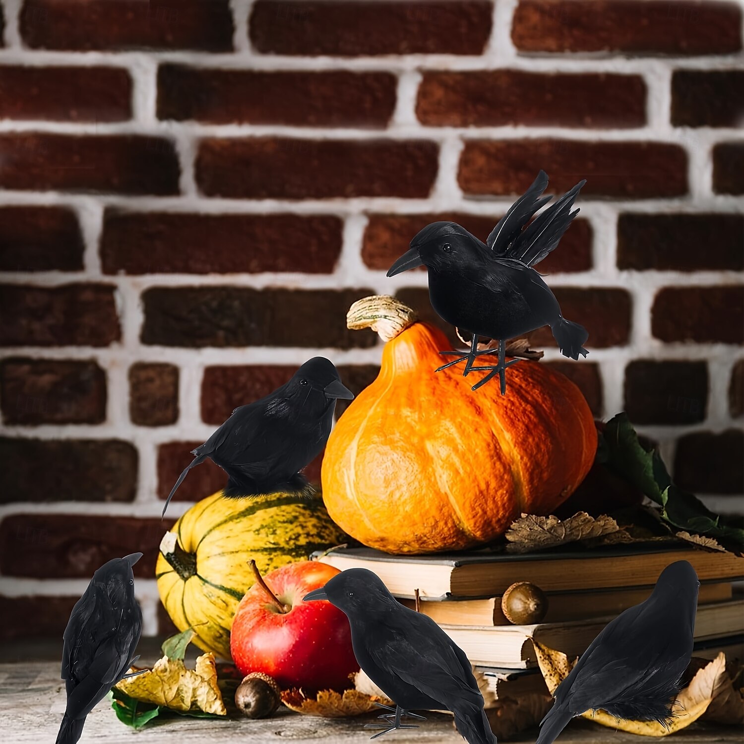 halloweeni fekete varjak dekorációk 6 db-os csomag - kézzel készített, valósághű tollas hollók kerti udvarra, teraszra, beltéri és kültéri kiállításra - nem elektromos szezonális dekoráció műtollakkal 2025 - $41.99 –P5