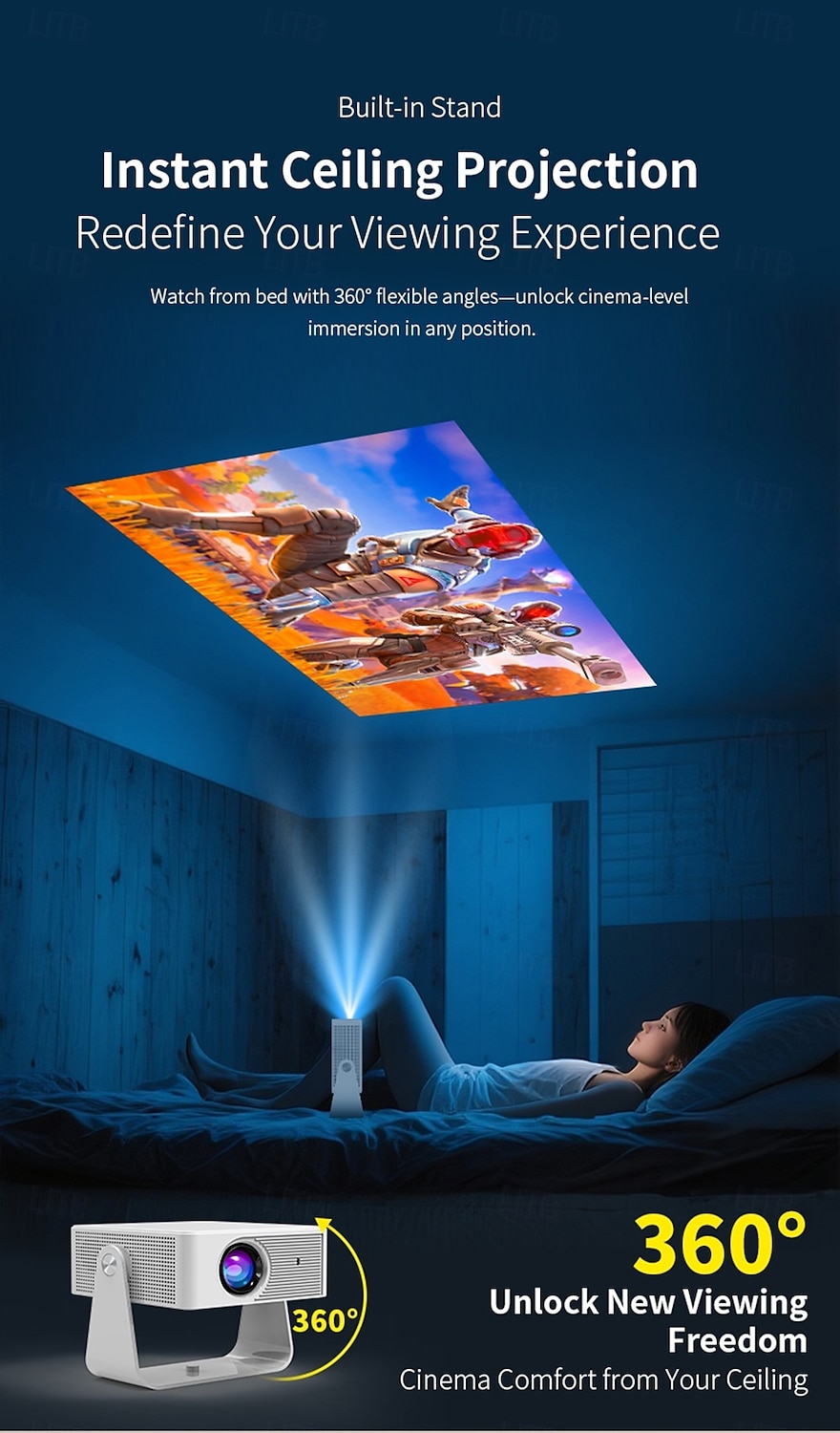 Ultra HD 4k Projector With Native 1080P 150 Lumens Home Theater Smart Android TV Daylight Beam Projectors 5G WIFI New Projecto 2025 - $63.99 –P13