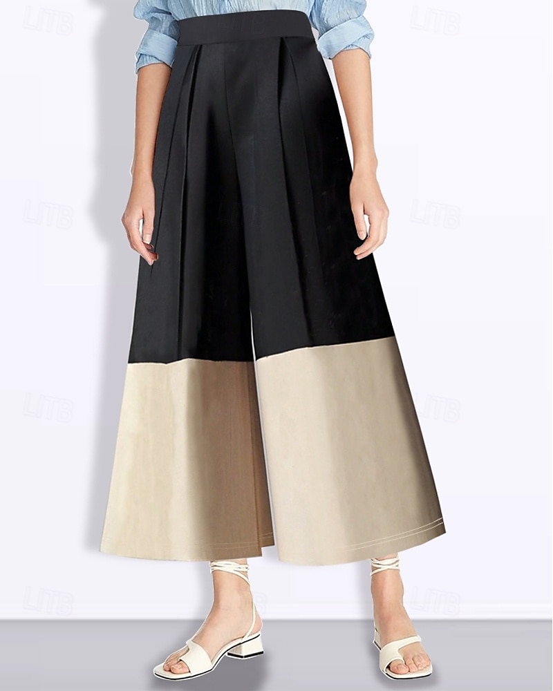 Per donna Gamba larga Moda Streetwear Lunghezza intera Naturale Blocco di colori Patchwork Elastico in vita Comodo All'aperto Vacanza Ferie Nero Autunno Vestibilità regolare del 2025 a $19.99 –P3