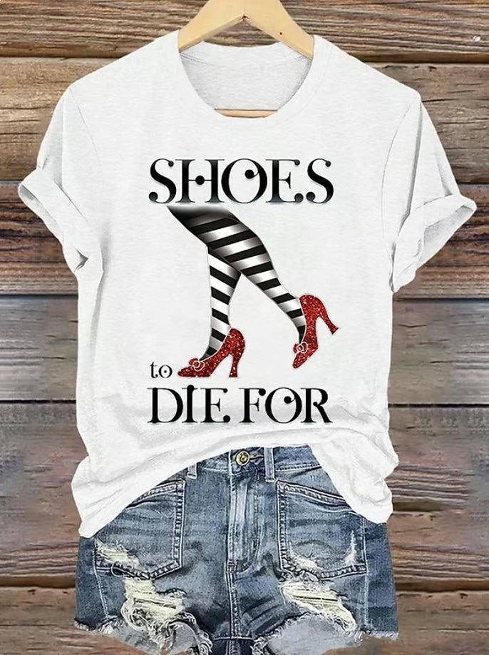 Koszulka damska graficzny nadruk czarownicy styl vintage klasyczna krótki rękaw dekolt okrągły standardowe bluzki codziennie weekendowy nadruk czarny biały niebieski pomarańczowy zielony lato jesień 2026 - $22.99 –P4