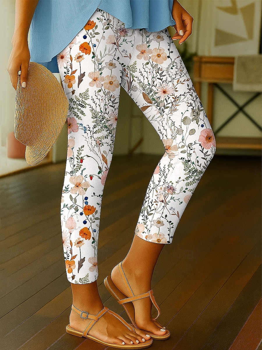 نسائي طماق العطلة عتيق النمط العرقي Ankle-length خصر عالي ورد الرسم طباعة ثلاثية الأبعاد سريع جاف التنفس إمكانية ناعم قابل للبسط مناسب للبس اليومي المنزل الأماكن المفتوحة 2026 - $21.99 –P3