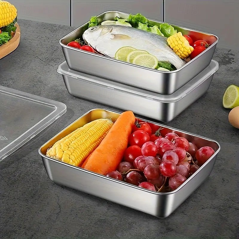 5-Piece Stainless Steel Food Storage Containers with Airtight Lids, Stackable Kitchen Organizer Set for Salad, Fruit, and Meal Prep, Refrigerator Safe, Freezer Friendly, Multipurpose Fresh-Keeping Bowls 2025 - $19.99 –P4