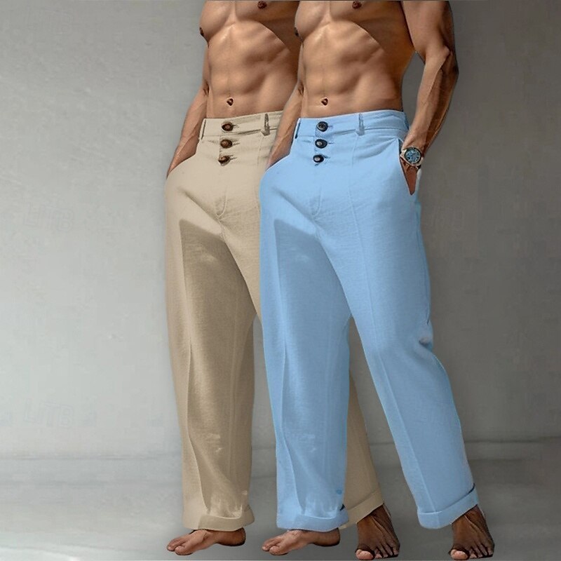 Homme Pantalons en Lin Pantalons Pantalon d'été Pantalons Amples Pantalons de Plage Poche Avant Jambe Droite Uni Confort Respirant Longueur complète Occasionnel Quotidien Fête Vacances Mode Blanc de 2025 ? $33.99 –P6