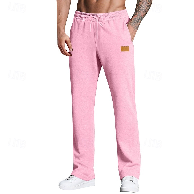Herr Joggingbyxor Långbyxor Träningsbyxor med raka ben Ficka Elastisk midja Snörning Slät Komfort Utomhussport Dagligen Mode Ledigt Svart Vit Microelastisk 2025 - $17.99 –P2