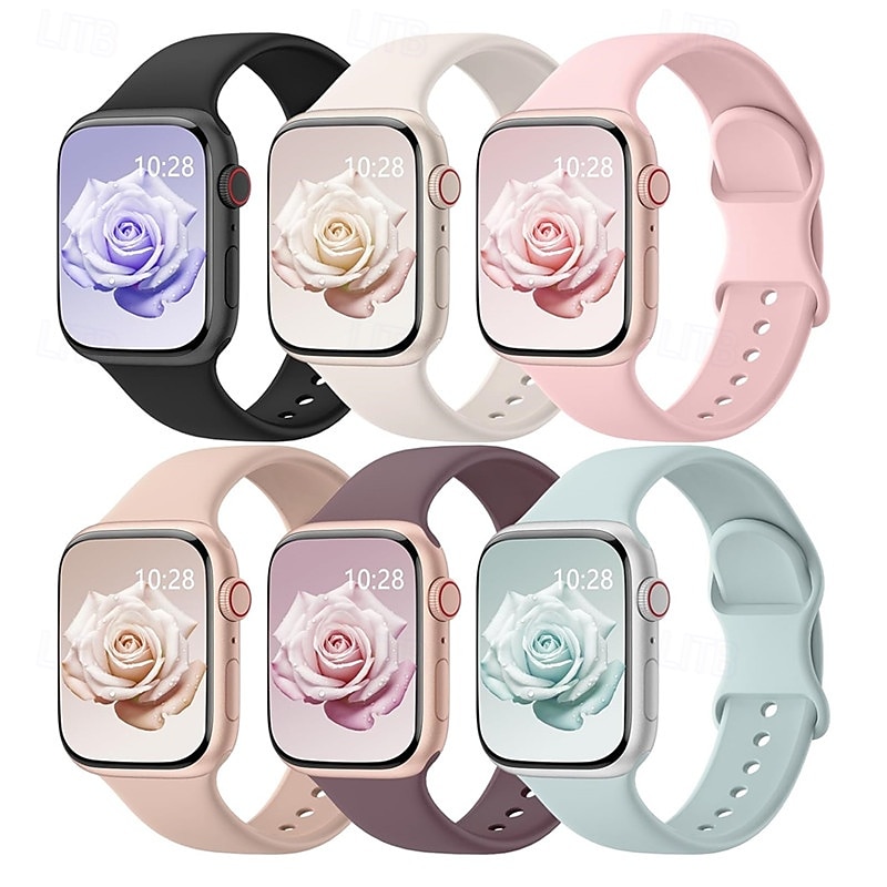 6 Trousses Bracelet Sport Compatible avec Bracelet Apple Watch 38mm 40mm 41mm 42mm 44mm 45mm 49mm Mignon Silicone Bracelet de remplacement pour iwatch Ultra 2 Série 9 8 7 SE 6 5 4 3 2 1 de 2025 ? $16.99 –P5
