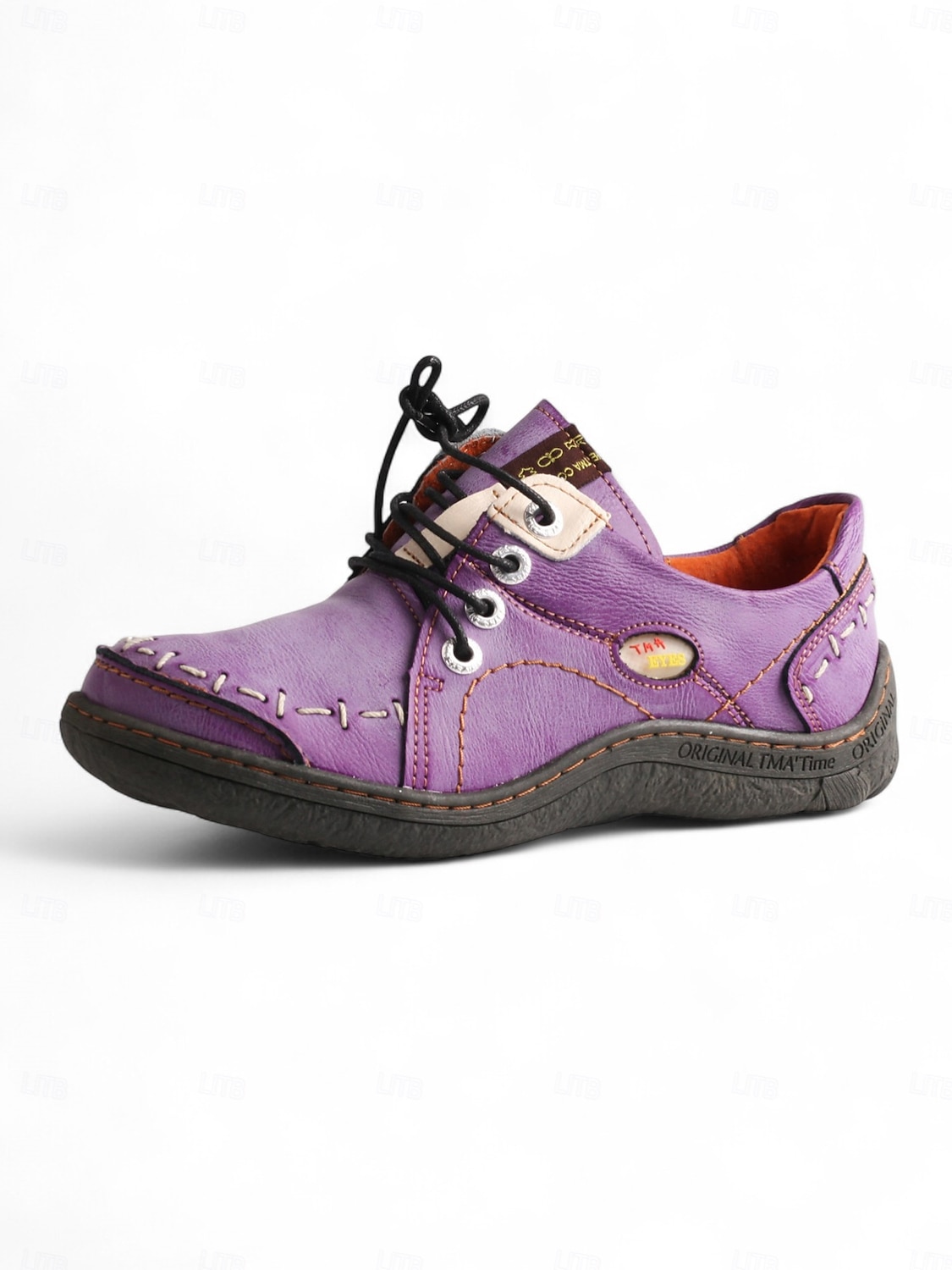 Chaussures décontractées à lacets en cuir violet pour femmes – Chaussures rétro confortables faites à la main pour le quotidien, les voyages et les activités de plein air de 2025 ? $69.99 –P1
