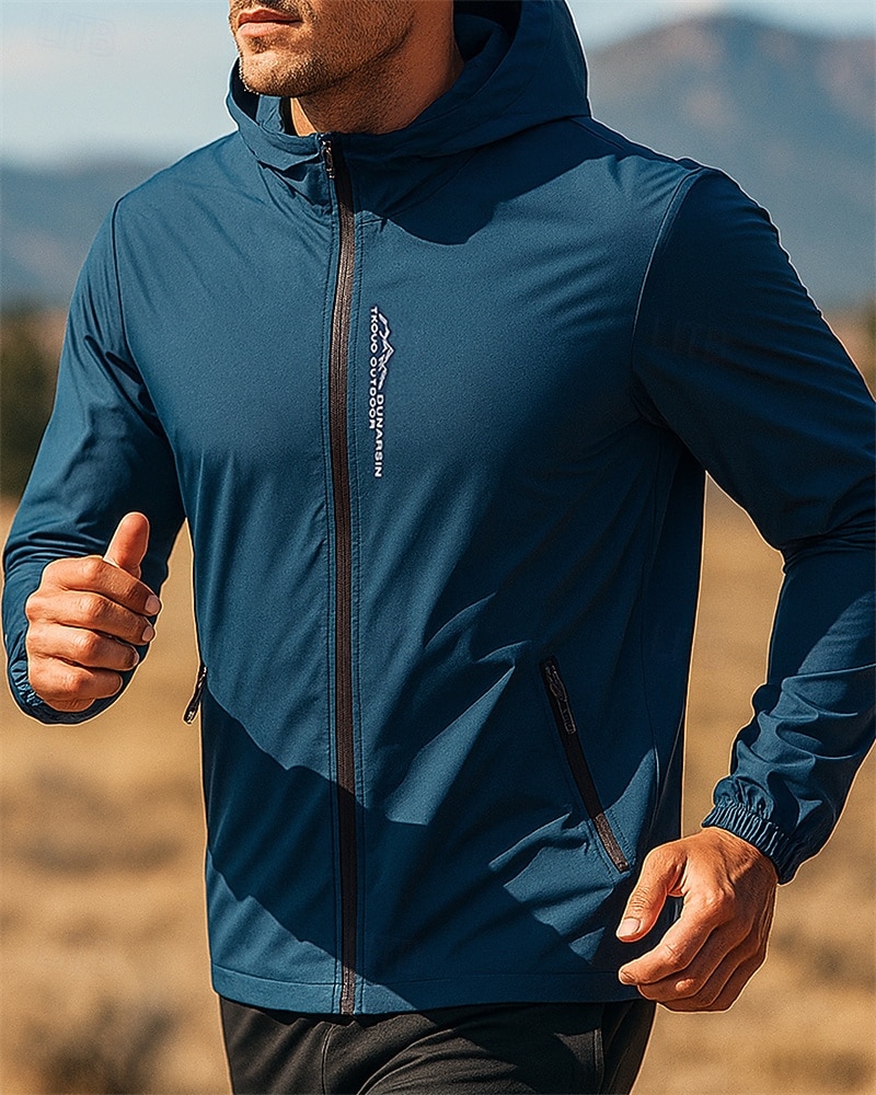Men's Solid Colored Running Jacket Outdoor Jacket Spring Fall Pockets Full Zip Long Sleeve Athletic Waterproof Sun Protection Windproof Lightweight Moisture Wicking Fishing Hiking Running Blue Dark 2026 - $17.49 –P2