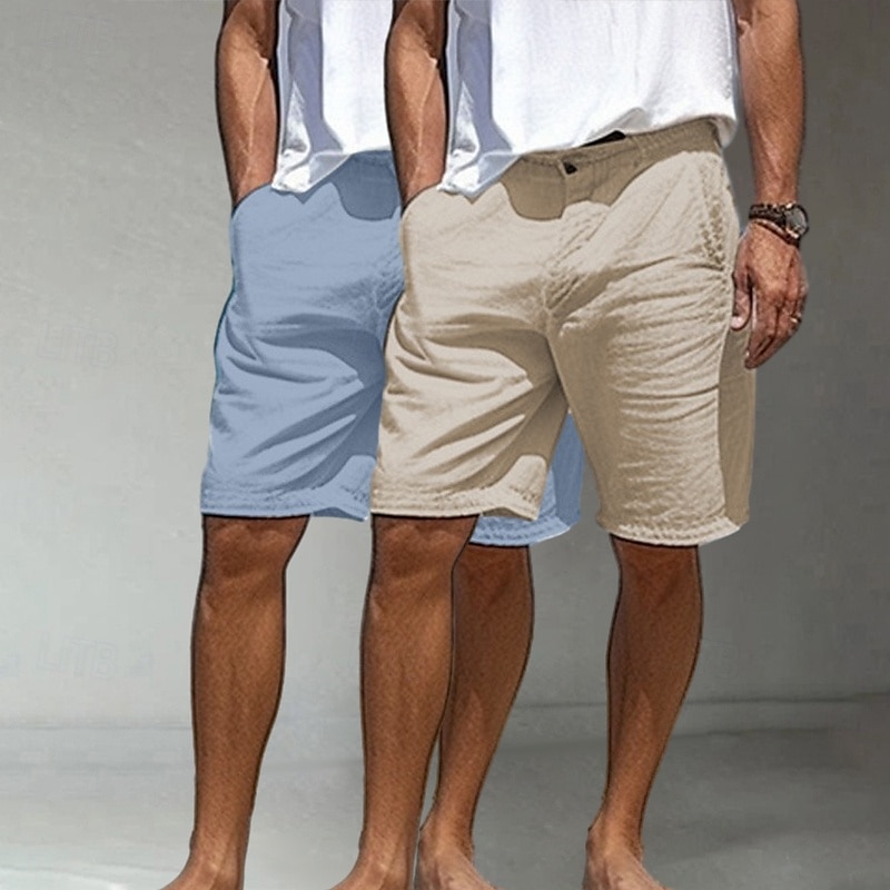 Per uomo Shorts Shorts di Lino Shorts eleganti Pantaloncini Estivi Shorts da Spiaggia Tasca Bottoni Gamba Dritta Semplice Comodità Traspirante Lunghezza al ginocchio Casuale Quotidiano Ferie Vacanza del 2025 a $27.99 –P6