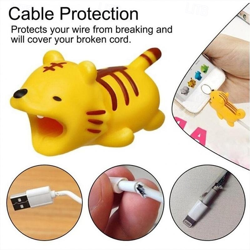 5pcs Animal Bite Cable Protectors Cute Cartoon Animal Wire Covers for Phone Charger Cord Protection Decorative Silicone Cable Saver for iPhone USB Data Cables 2025 - $10.99 –P6