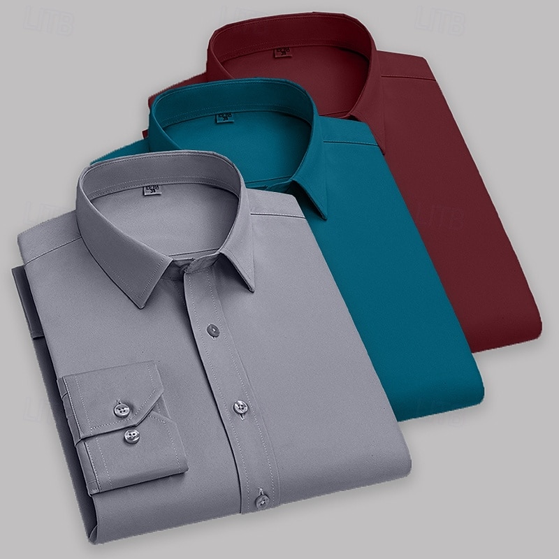 Men's Shirt Dress Shirt Button Up Shirt Tuxedo Shirts Solid / Plain Color Office & Career Daily Wear Black+White+Gray black+white+green White+Gray+Green Gray+Green+Red Long Sleeve Shirt Collar All 2026 - $42.99 –P5