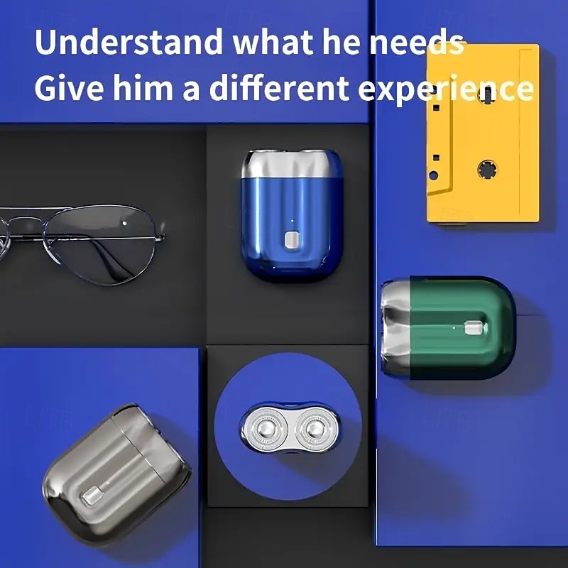 kapesní holicí strojek USB mini holicí strojky pro muže mini elektrický holicí strojek se dvěma hlavicemi ideální dárek pro muže, přítele, otce, cestovatele a podnikatele 2025 - $18.99 –P4