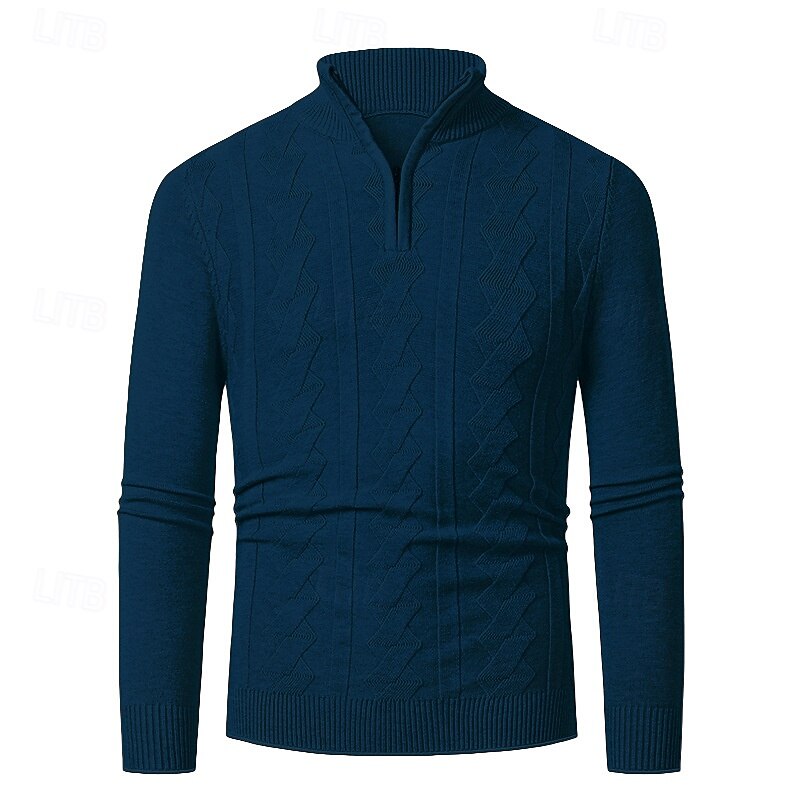 Herren Pullover Pullover mit Viertelreißverschluss Strickpullover Zopfmuster Stricken Normale Oberteile Gestrickt Einfach Viertelreißverschluss Mode Lässig Urlaub Alltagskleidung Bekleidung Herbst 2025 - $22.99 –P13