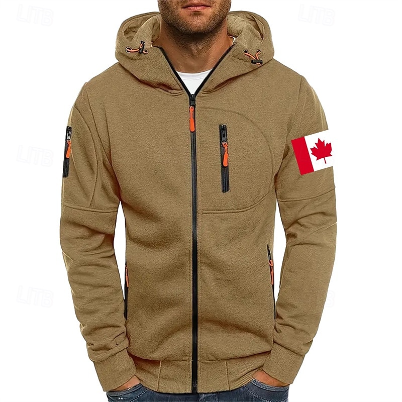 Hombre Sudadera Sudadera con capucha y cremallera completa Negro Blanco Vino Verde Ejército Azul Marino Con Capucha Bandera Cremallera Bolsillo Deporte Diario Festivos Poliéster Ropa de calle Básico 2025 - $22.99 –P8