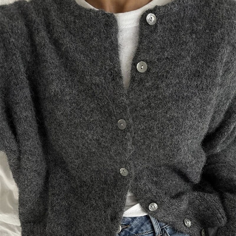 Dames Trui Vest Modieus Streetwear Dagelijks Effen Kleur Geribd Open voorzijde Gebreid Lange mouw Normale tops breien Feestdagen Uitgaan Weekend Wit Rood Herfst Winter 2025 - $31.99 –P7