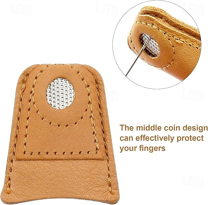 4 dedales de cuero para coser a mano, acolchado, protectores de dedos de cuero, alfileres, agujas, accesorios para manualidades de tejido, herramientas de costura DIY, 2 tamaños 2026 - $15.99 –P3