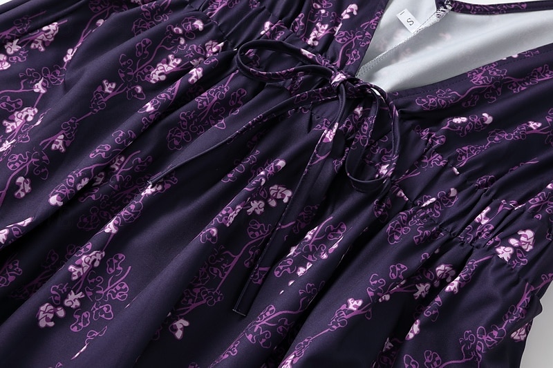 Women's Midi Dress Vintage Dress Boho Dress Western Dress Vintage Fashion Outdoor Vacation Daily Regular Fit Flower Sleeveless V Neck Purple Summer 2025 - $22.99 –P9