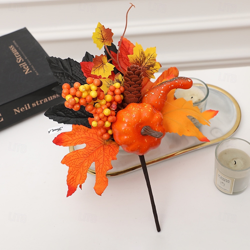 Φθινοπωρινό στολίδι για το Halloween με φύλλα σφενδάμου, κολοκύθα, κουκουνάρια και κόκκινα μούρα για διακόσμηση φθινοπωρινού φεστιβάλ συγκομιδής, τρομακτική σκηνή για το Halloween, φθινοπωρινά 2025 - $3.49 –P20
