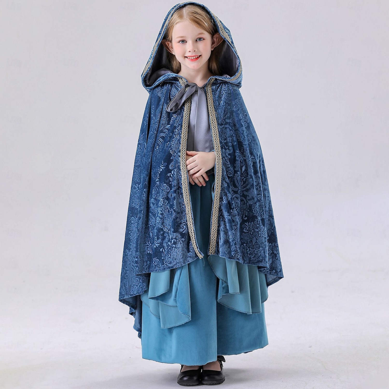 Retro Vintage Mittelalterlich Renaissance Kleid Umhang Tunikakleid Wikinger Keltischer Ritter Elfen A-Linie Mädchen Keltisch Vikinger Fantasie Halloween Karneval Leistung Party LARP Kinder Kleid 2025 - $53.99 –P5