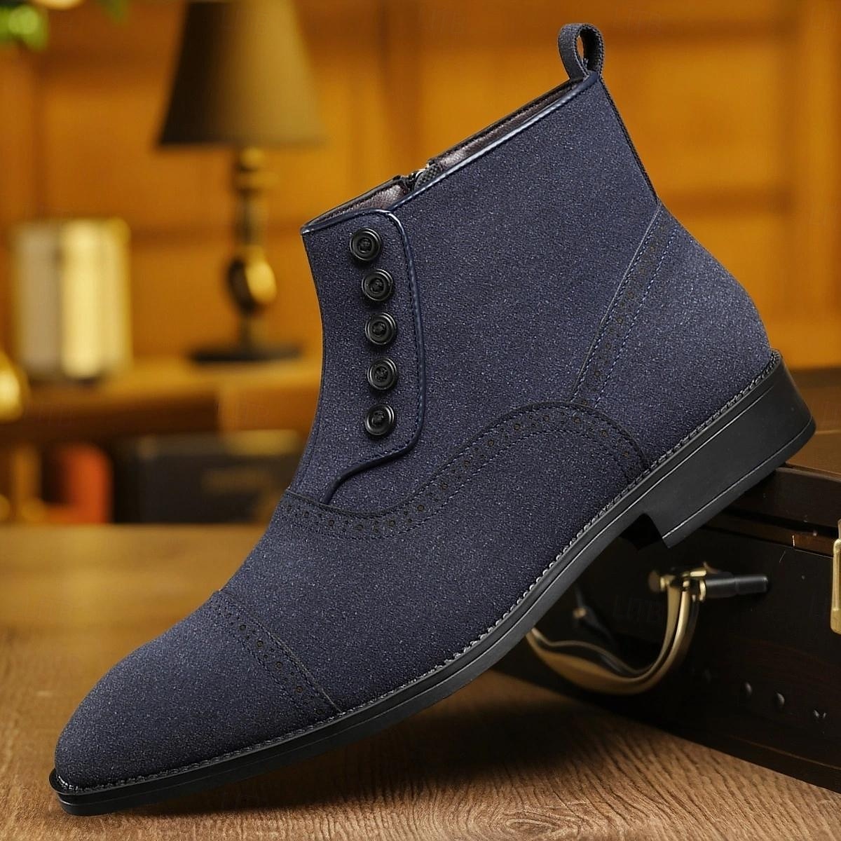 Men's Beige Lace-Up Ankle Boots with Round Toe and Classic Stitching, Vintage Business-Casual Footwear for Office, Urban Walking and Smart Daily Outfits 2025 - $46.99 –P1