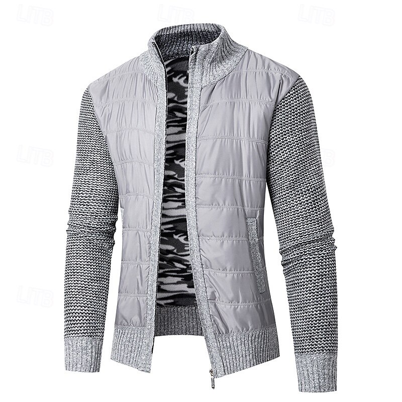 Herren Strickjacke Kurzer Pullover Reißverschluss-Pullover Strickpullover Gerippt Stricken Normale Oberteile Patchwork Tasche Einfach Stehkragen Mode Klassisch Urlaub Alltagskleidung Bekleidung 2025 - $28.99 –P1