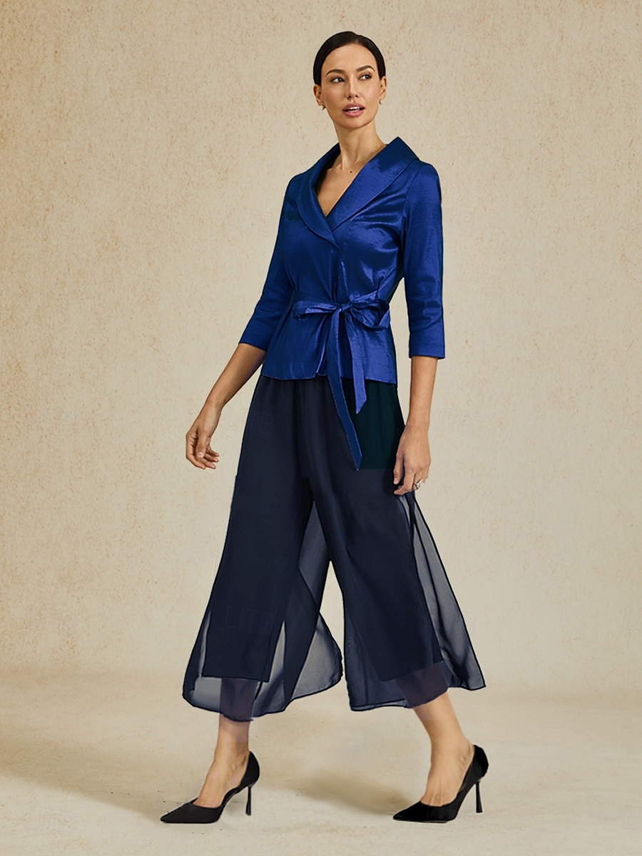 Dam Trosor Semester Klassisk Vadlängd Medium Midja Elastisk midja Trendig Mode Elastisk Formell Kontor Vardag Marinblå Sommar Vår Höst 2025 - $49.99 –P2