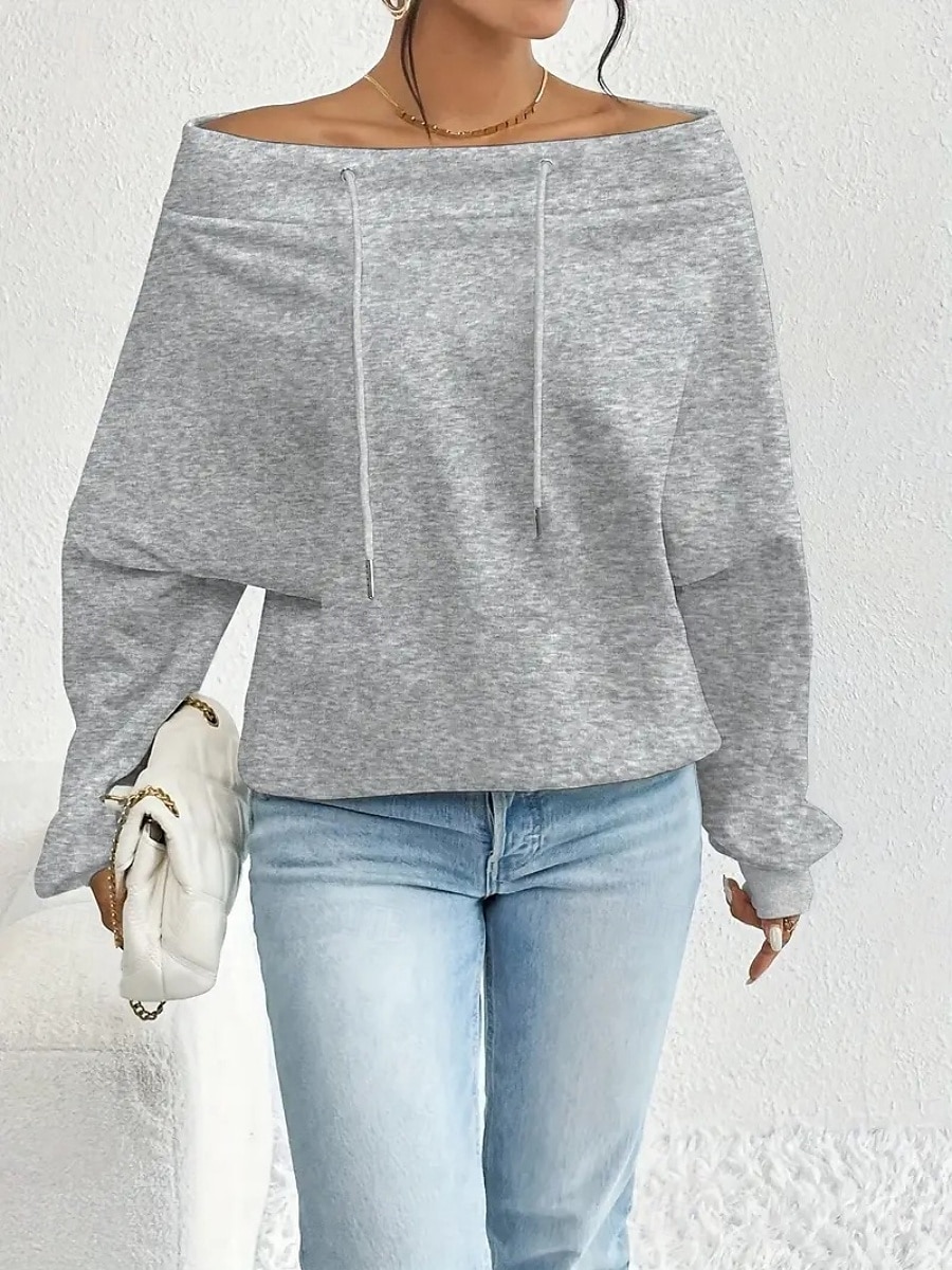 Women's Pullover Sweatshirt Plain Casual Long Sleeve Round Neck Regular Tops Street Dailywear Black White Blue Gray Fall Winter 2025 - $24.99 –P10