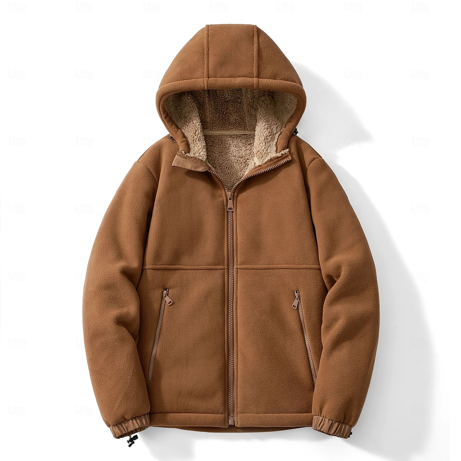 Hombre Sudadera Sudadera con capucha y cremallera completa Sudadera con cremallera Chaqueta de lana Sudadera con capucha de lana Negro Rojo Azul Piscina Marrón Verde Trébol Con Capucha Plano 2025 - $38.99 –P5