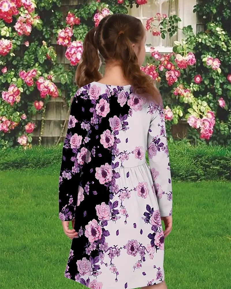 Mädchen' 3D Blume Kleid Langarm Sommer Frühling Urlaub Täglich Ferien Prinzessin Schön Süß Kinder 4-12 Jahre Freizeitkleid A Linie Kleid Knielang Normale Passform 2025 - $16.99 –P2