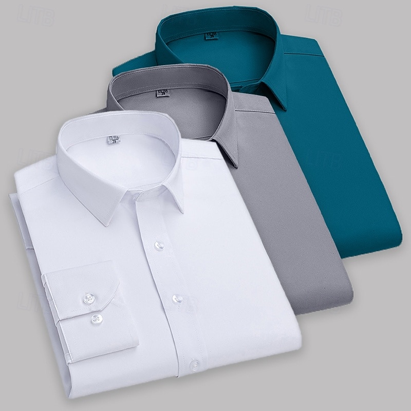 Men's Shirt Dress Shirt Button Up Shirt Tuxedo Shirts Solid / Plain Color Office & Career Daily Wear Black+White+Gray black+white+green White+Gray+Green Gray+Green+Red Long Sleeve Shirt Collar All 2026 - $42.99 –P3