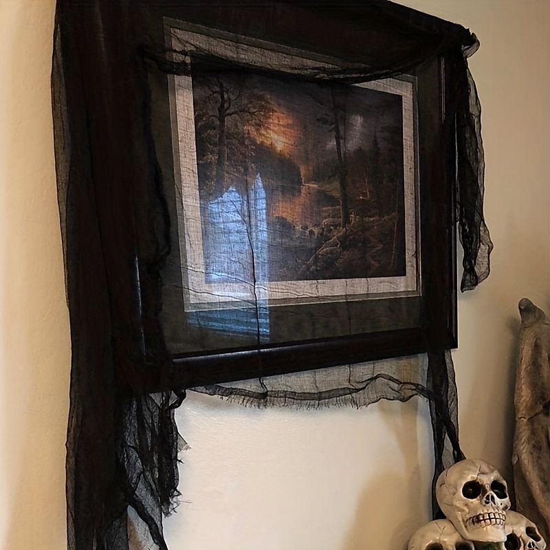 1 ks halloweenská černá strašidelná látka - strašidelná látka, halloweenská dekorace (3072 palců), vánoční halloweenský dárek na Den díkůvzdání, velikonoční dárek 2025 - $7.99 –P8