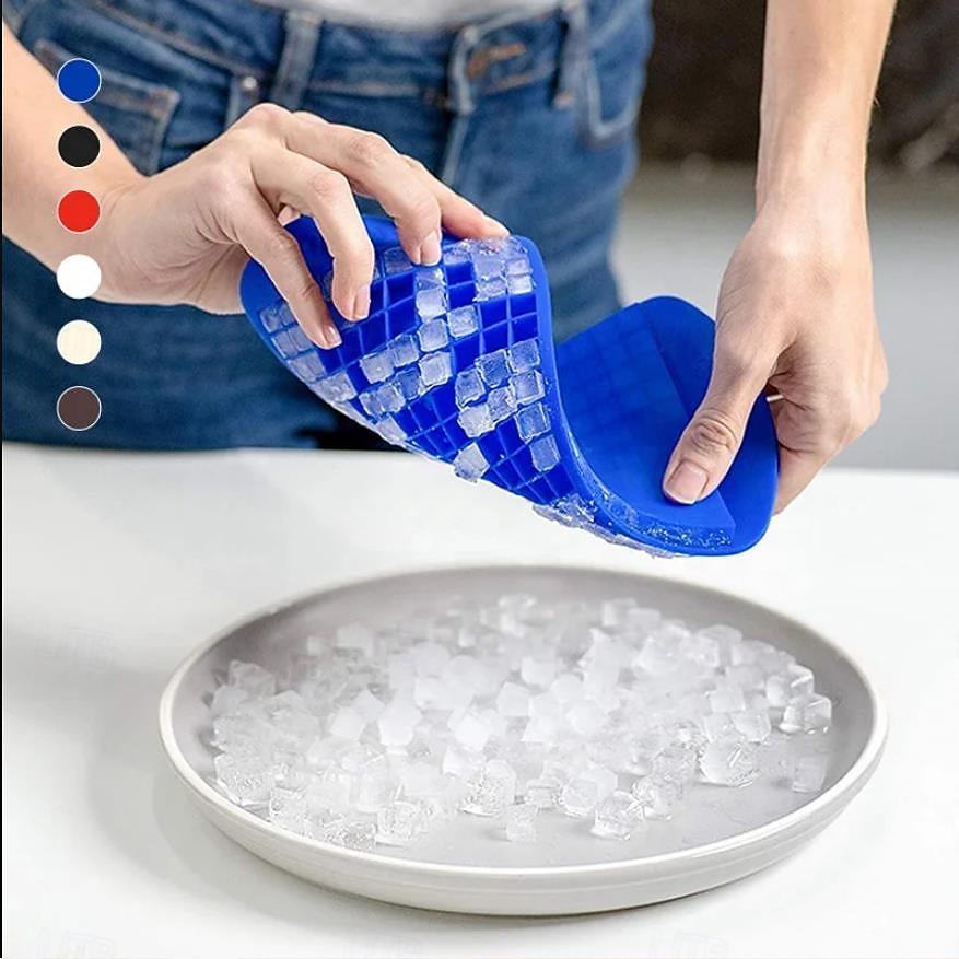 2025年 160グリッドのシリコン製氷キューブ、冷凍ミニ食品グレード製氷皿、小さな正方形の氷型、飲み物や食品の保存に、簡単に取り外せるフレキシブルな製氷機、家庭用  コレクション – $6.99 –P1