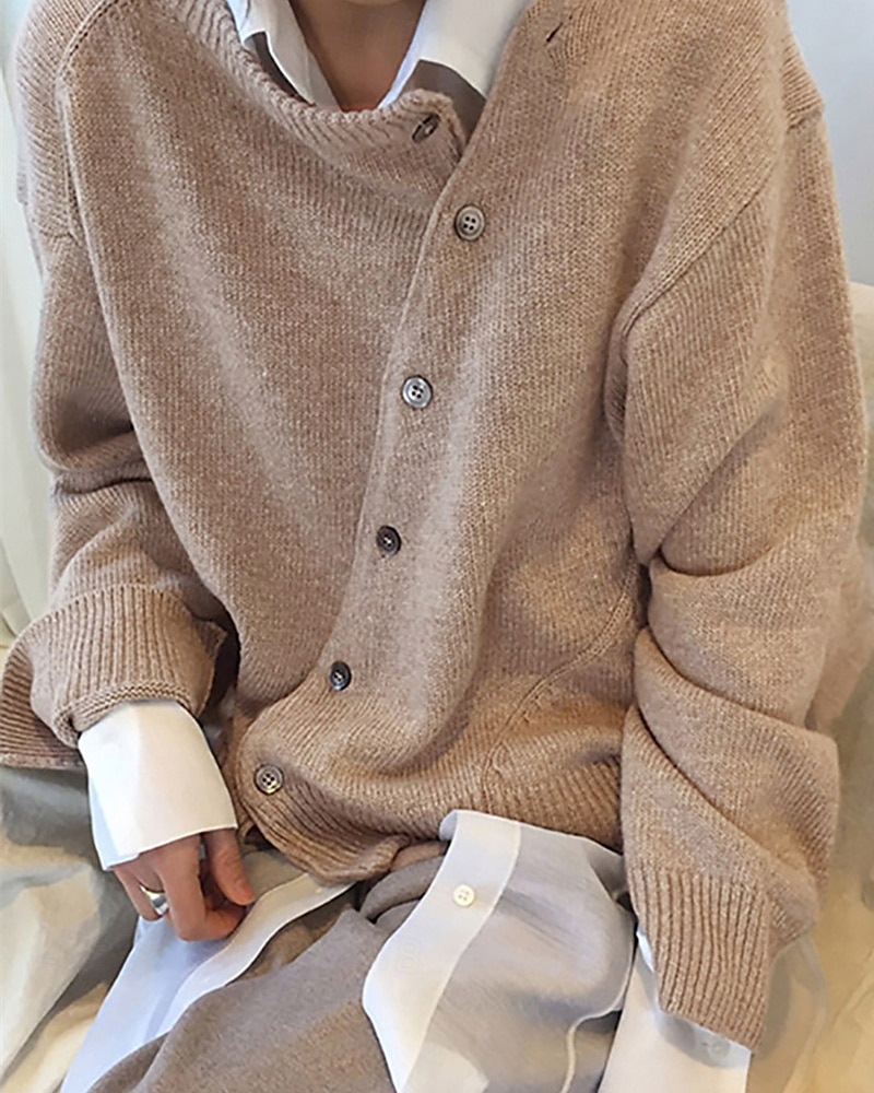 Damskie Sweter Sweter rozpinany Moda Moda miejska Codzienny Jednokolorowe Prążkowany Otwarty przód Dzianiny Asymetryczne obszycie Długi rękaw Zwykłe topy Robić na drutach Święto Wyjściowe Weekend 2025 - $27.99 –P3