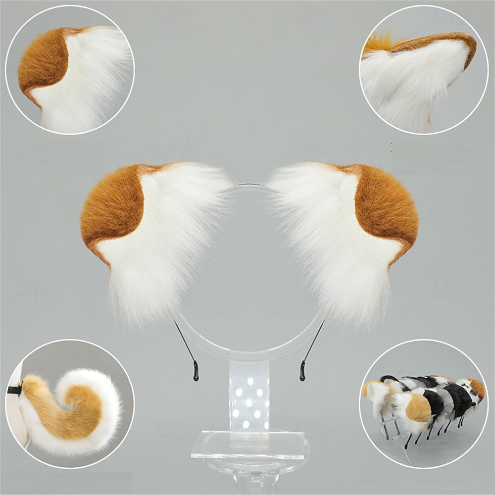 Serre-tête oreilles de shiba inu avec queue – accessoires de cosplay oreilles et queue de chien faits à la main, oreilles de chien-loup pour Halloween, fête et jeu de rôle de 2025 ? $27.99 –P3
