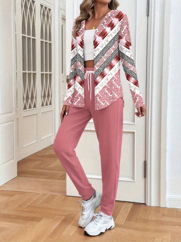 Femmes Actif Quotidien Sweat à capuche Survêtement Ensembles de Pantalons manche longue À capuche A Ombre Graphique Cordon de serrage Imprimé Extérieur Occasionnel Rose Claire Bleu Printemps Coupe de 2025 ? $49.99 –P5