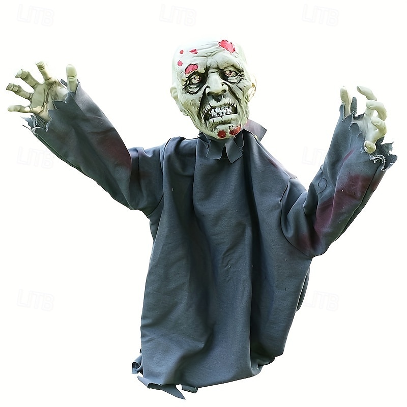 1 τεμάχιο πασσάλους γκαζόν με ζόμπι για το Halloween, μεγάλα τρομακτικά στηρίγματα με έλεγχο ήχου με ενεργοποίηση κίνησης, παραδοσιακό στυλ, πλαστικό και τζιν υλικό, εξωτερικές τρομακτικές 2025 - $82.99 –P7
