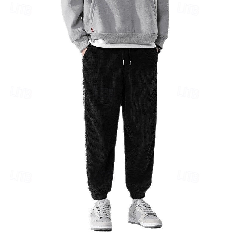 Men's Athletic Pants Sweatpants Joggers Corduroy Pants Trousers Pocket Elastic Waist Drawstring Color Block Comfort Sports Outdoor Daily Ethnic Style Casual Black Light Grey Micro-elastic 2026 - $24.99 –P7
