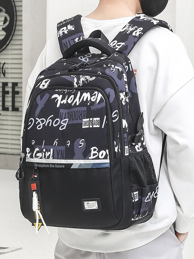 Sac à dos d'école imperméable à imprimé graffiti pour adolescents – sac à dos noir de grande capacité avec compartiment rembourré pour ordinateur portable, sac de voyage élégant pour garçons et filles de 2025 ? $29.99 –P3