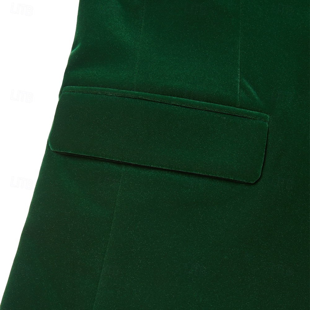Men's Velvet Blazer Jacket Tuxedo Christmas Vintage Solid Colored Blazer Red Green Standard Fit 2025 - $79.99 –P10