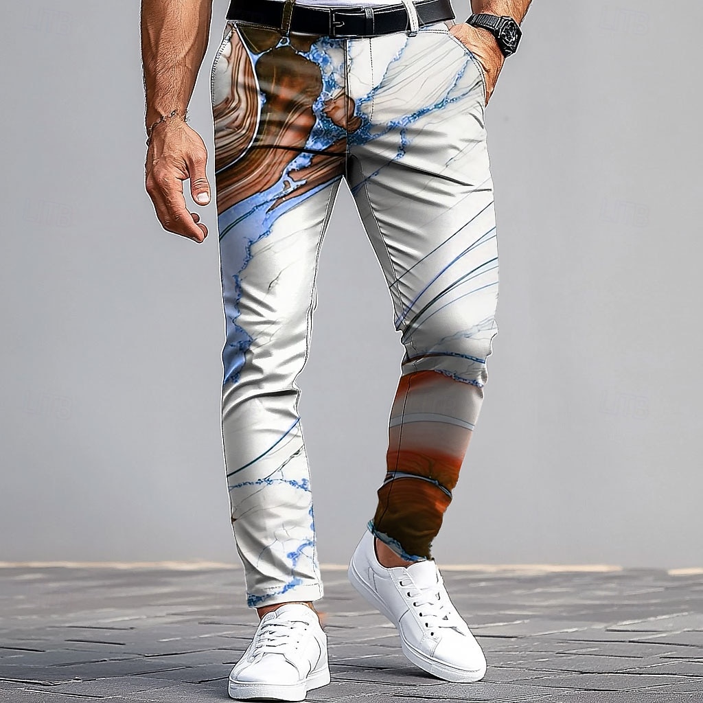Bărbați Costume Pantaloni Pantaloni de costum Pantaloni slim fit cu buzunare Geometric Marmură Artă abstractă Lungime totală În aer liber Zilnic Concediu Casual Roșu Vin Albastru piscină Micro-elastic 2026 - $29.99 –P3