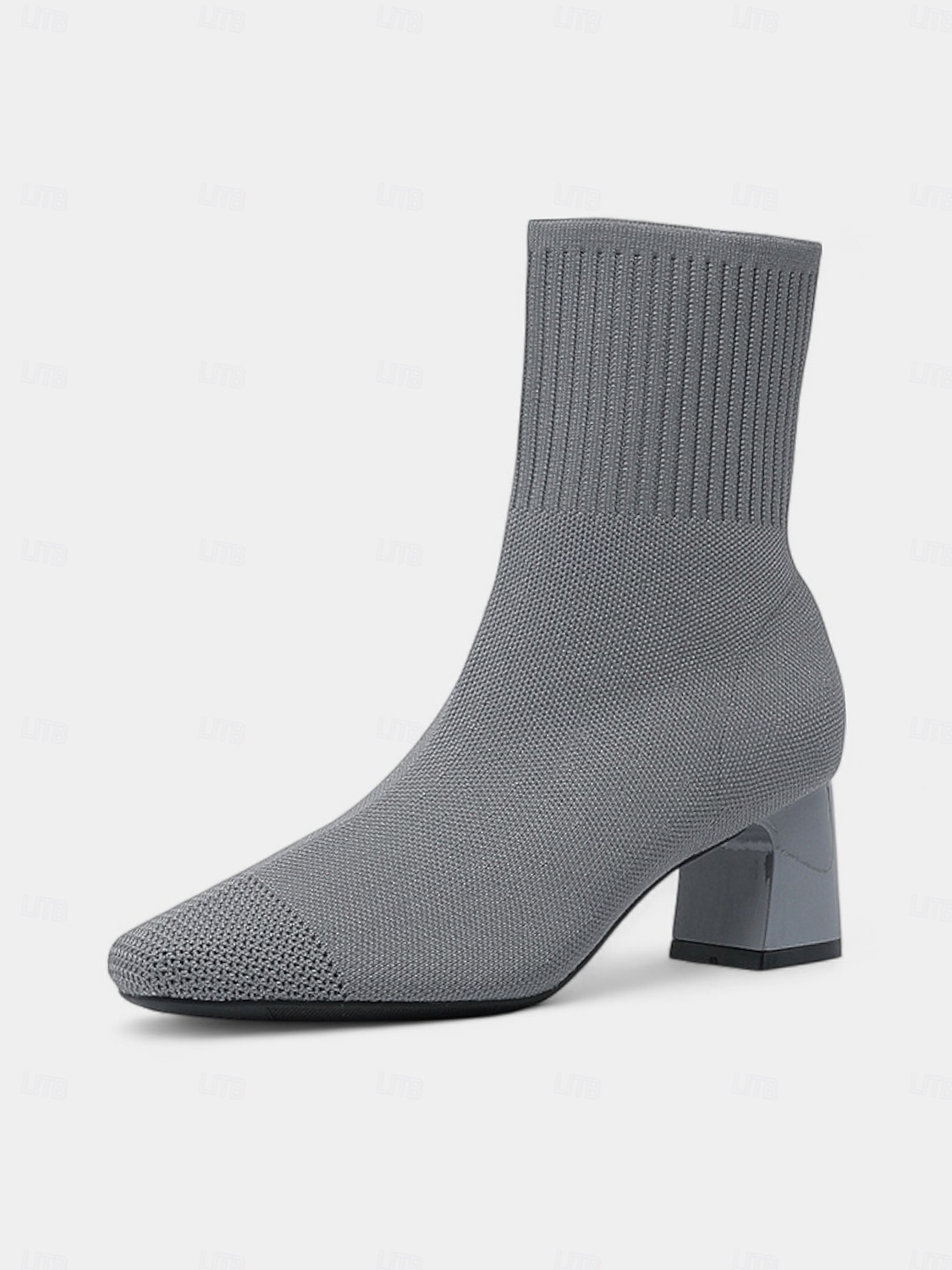 Marineblaue Strick-Sockenstiefel für Damen – spitze Stretch-Stiefeletten mit Blockabsatz für elegante Alltags- und Herbstoutfits 2025 - $46.99 –P10