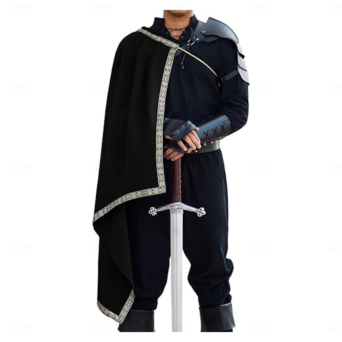 Retro Antiguo Medieval Renacimiento Capa Chales Guerrero Caballero caballero celta Disfraz Hombre Celta Víspera de Todos los Santos Carnaval Rendimiento Fiesta LARP Adultos Capa 2026 - $56.99 –P5