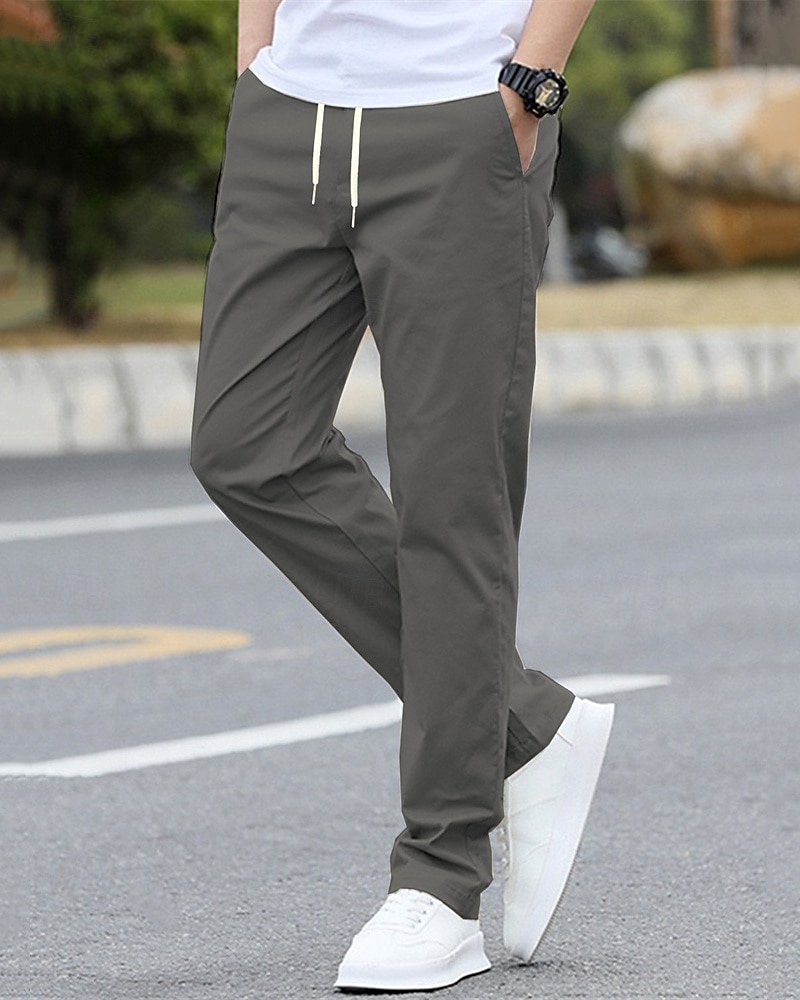 Per uomo Pantaloni Chinos Tasca Elastico in vita Coulisse Semplice Comodità Formale Feste Lavoro Moda Stile Classico Nero Verde chiaro Micro-elastico del 2025 a $17.99 –P9