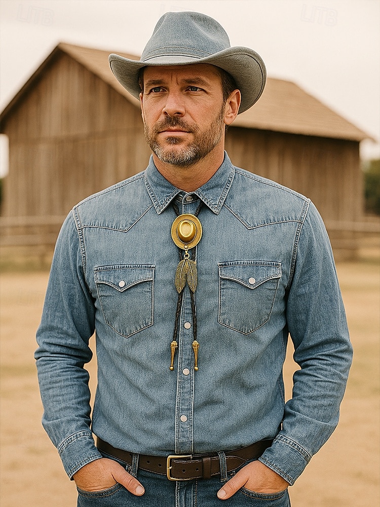 Collier en cuir avec pendentif en forme de plume et chapeau de cowboy western pour homme, idéal pour un rodéo, une soirée champêtre ou une tenue en jean. de 2025 ? $11.99 –P2