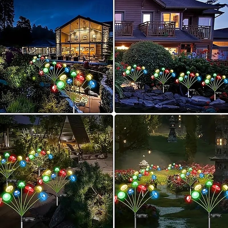2 kpl aurinkokennolla toimivia sienipuutarhavaloja 6 lediä aurinkokennolla toimivia meduusavaloja ulkokäyttöön vedenpitäviä tulikärpäsen keinuvaloja puutarhan pihapolulle joulujuhlien koristeluun 2026 - $22.99 –P9