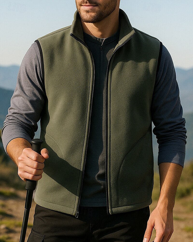 Herren Fleeceweste Ärmellos Weste Außen Thermowarm Winter Vollreißverschluss Polyester Armeegrün Jagd Angeln Klettern 2025 - $21.99 –P2