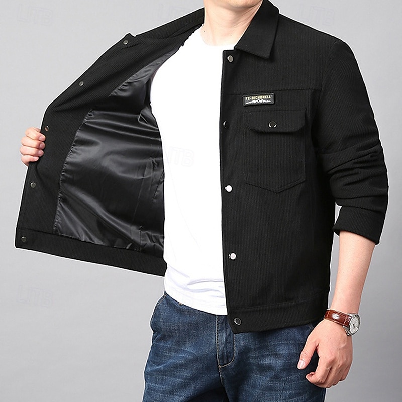 Per uomo Giacca Leggera Giacca in Velluto a Coste Giacca Cargo Giacca Casual Vacanza Quotidiano Caldo Tasca Primavera Autunno Semplice Moda Classico Bavero Regolare Nero Verde Cachi Giacca del 2025 a $58.99 –P9